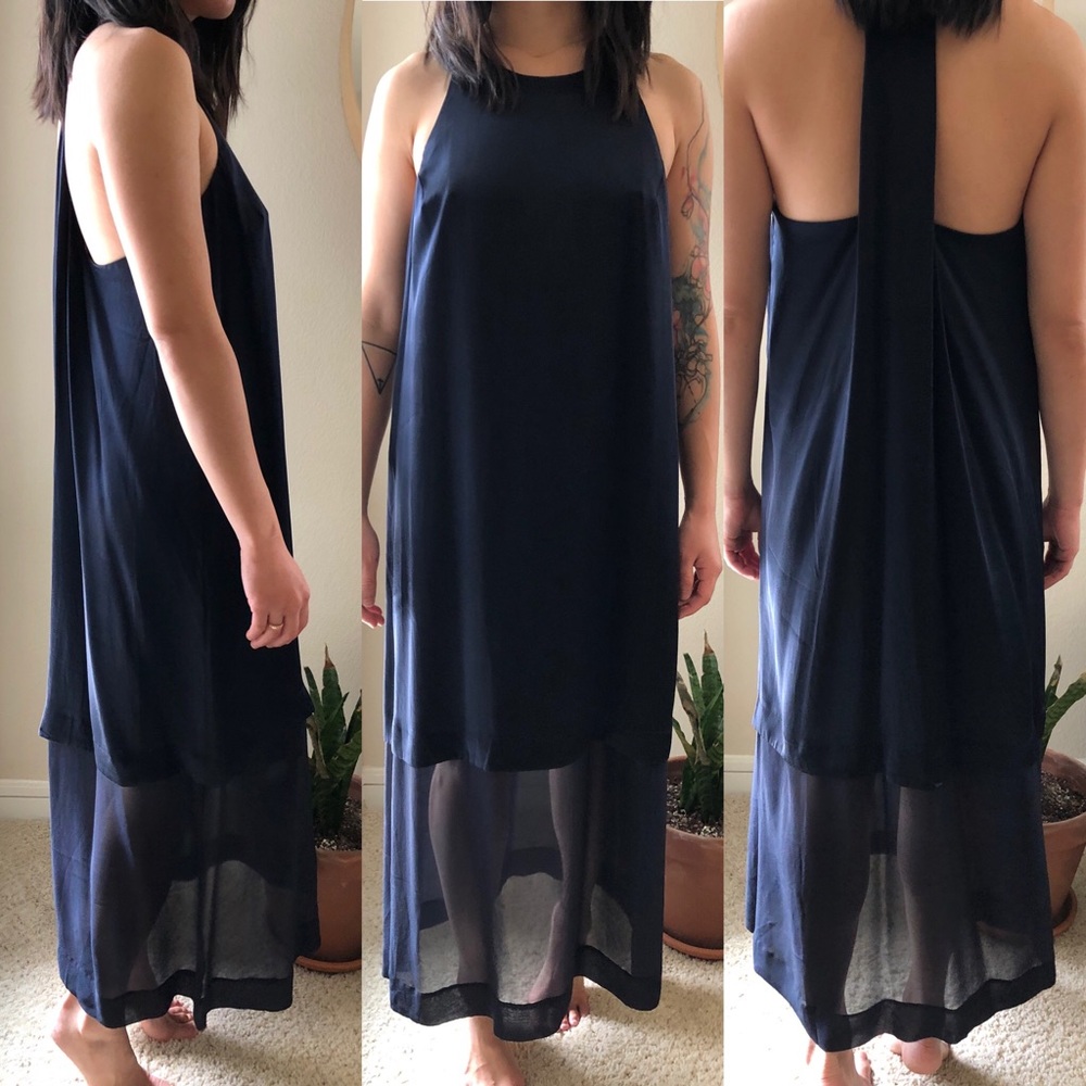 Club Monaco Navy Blue Silk Dress